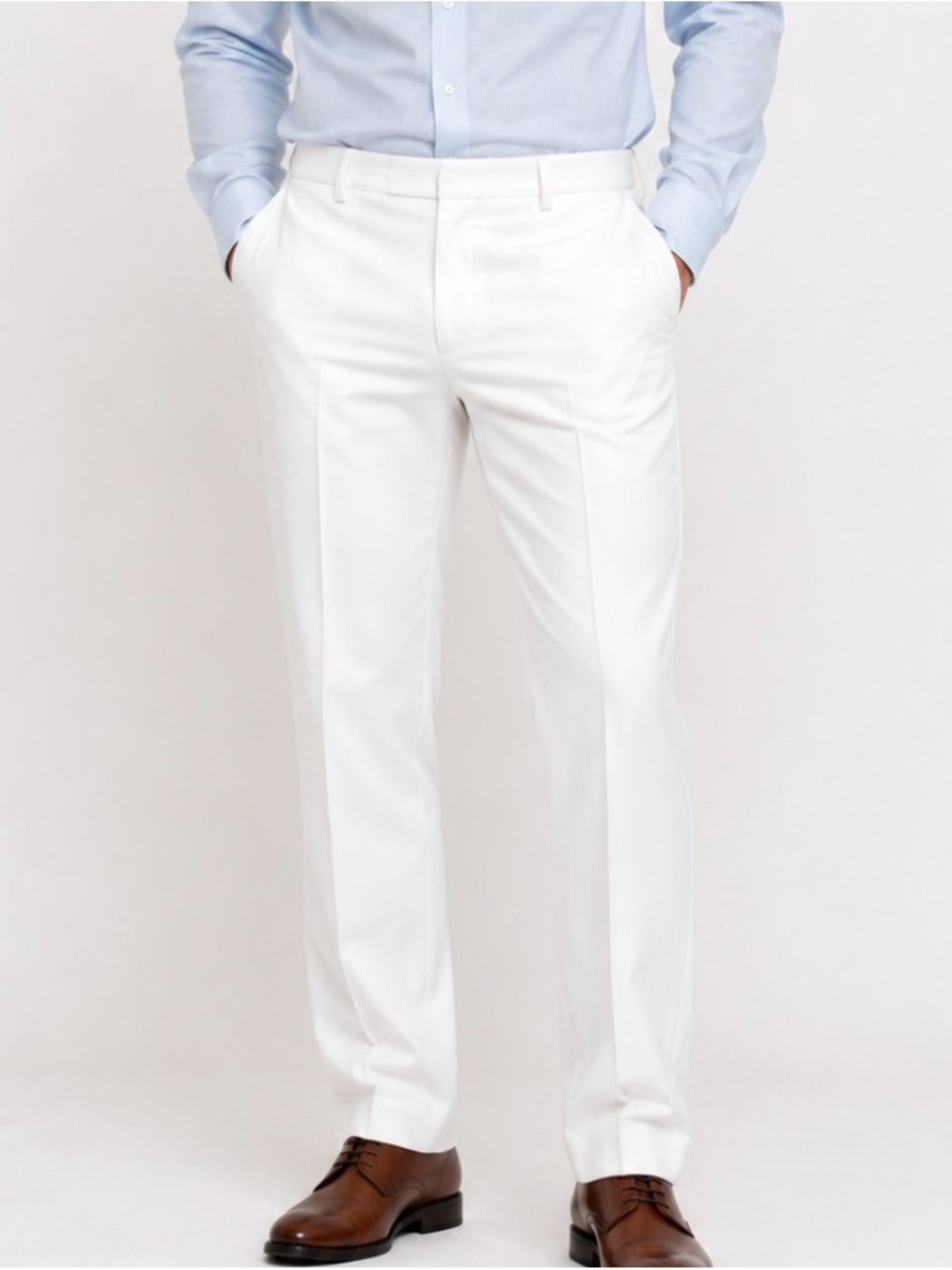 Cintas Men's White Dress Pants - Classic Straight Leg trousers textured SZ 38R